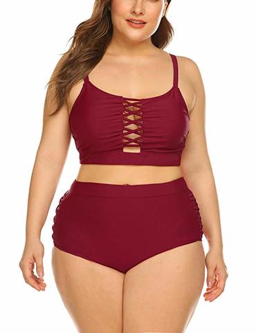 high waisted bikini apple plus size body